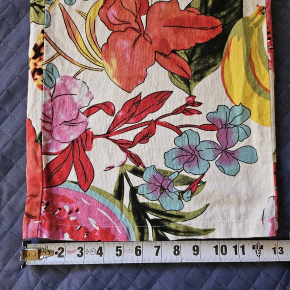 Tahari Tropical Fruit Print Linen-Blend Wide Leg Pants Size Lg - Picture 7 of 10